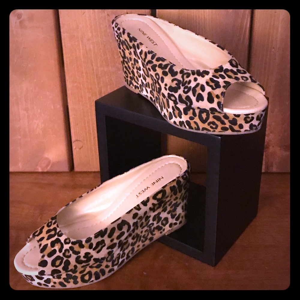 Nine West Leopard Platform Sandals size 6.5